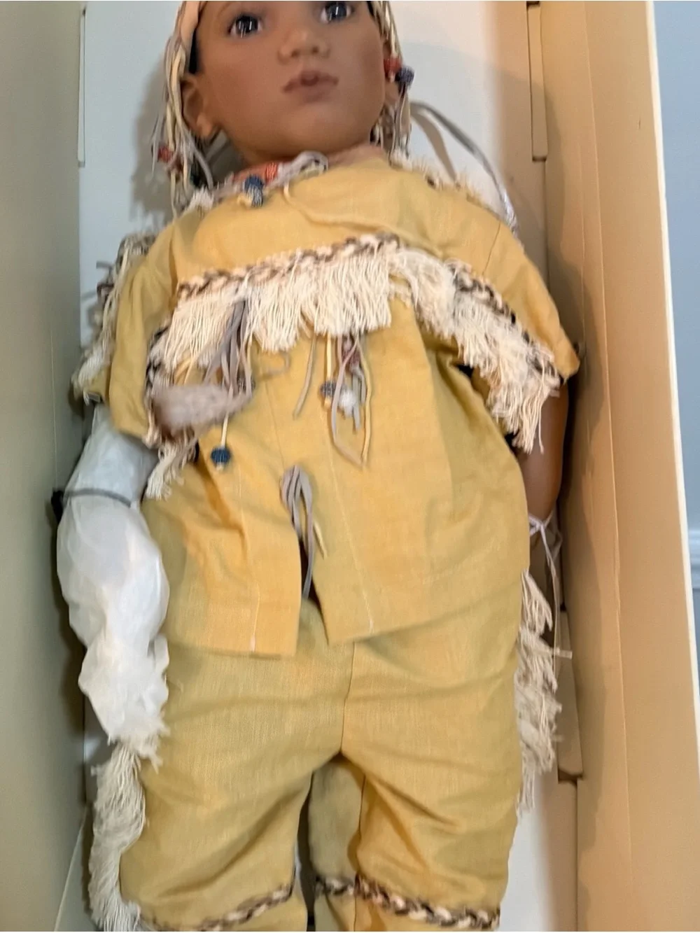 Annette Himstedt Doll Takuma Handcrafted Yellow Kids' Doll with Fringe Outfit